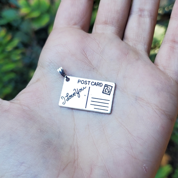 New Silver Postcard ' I Love You ' Charm - Picture 2 of 5